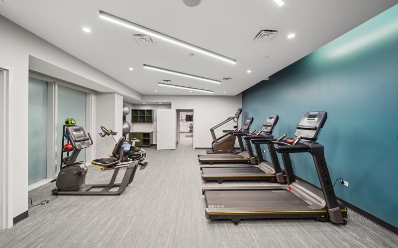 a gym with exercise equipment