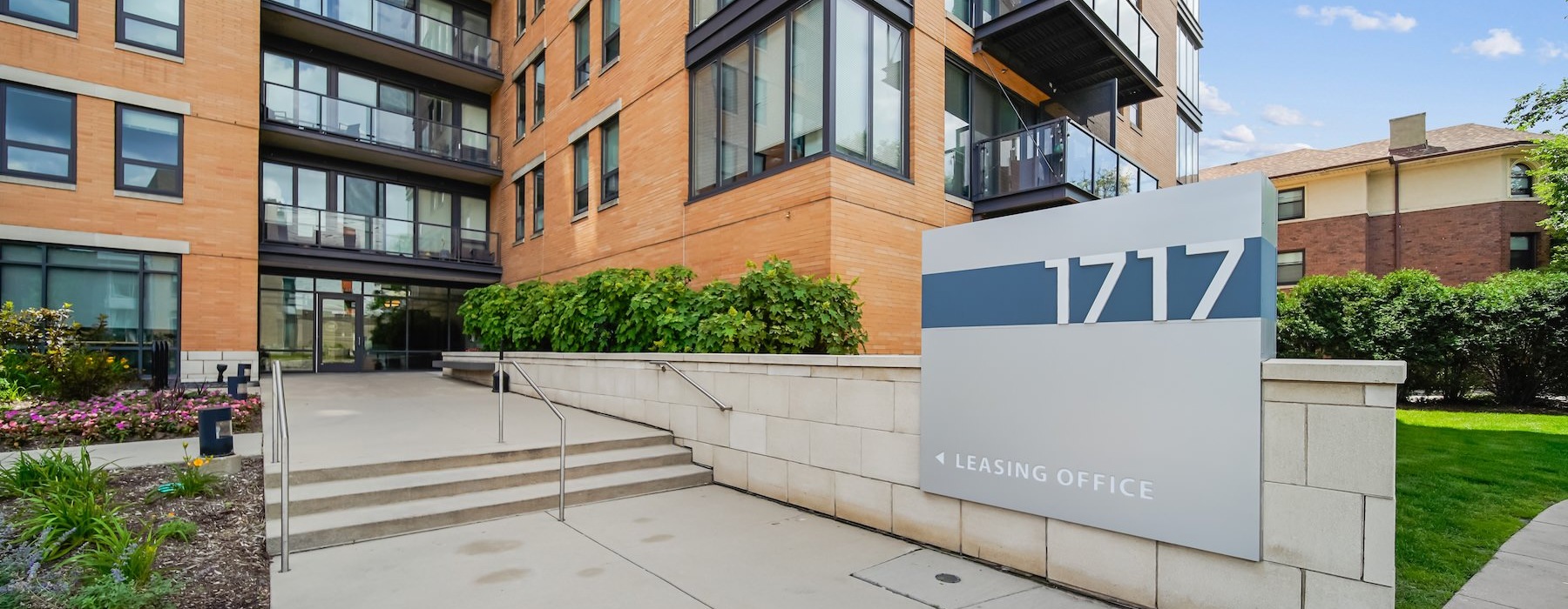 a sign in front of a building